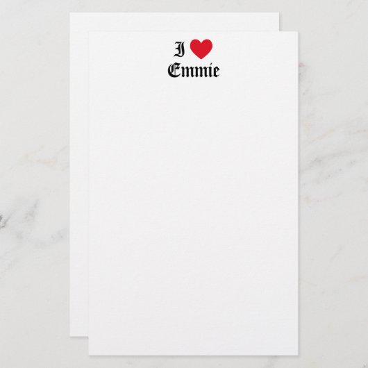 I Liebe Emmie Briefpapier (Vorne/Hinten)