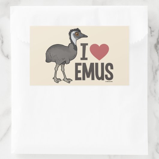 I Liebe Emus Rechteckiger Aufkleber (Tasche)