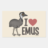 I Liebe Emus Rechteckiger Aufkleber (Vorderseite)