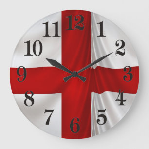 I Liebe England Flagge St. George Patriotic Große Wanduhr