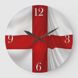 I Liebe England Flagge St. George Patriotic Große Wanduhr