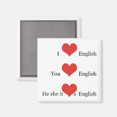 I Liebe Englisch Grammar TESOL ESL Lehrer Student Magnet (Vorderseite/Rückseite)