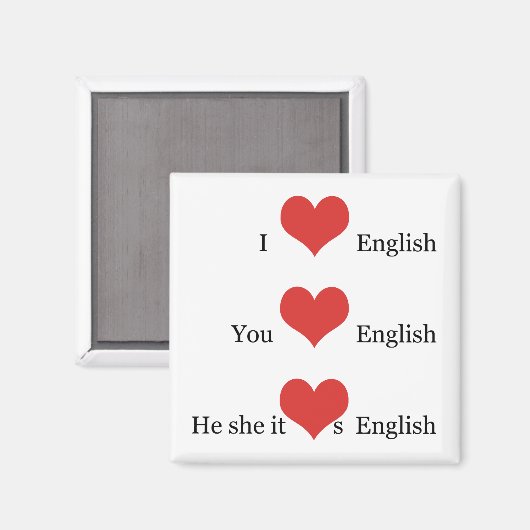 I Liebe Englisch Grammar TESOL ESL Lehrer Student Magnet (Vorderseite/Rückseite)