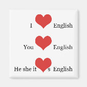 I Liebe Englisch Grammar TESOL ESL Lehrer Student Magnet (Vorne)