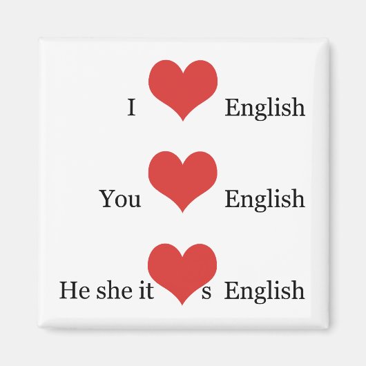 I Liebe Englisch Grammar TESOL ESL Lehrer Student Magnet (Vorne)