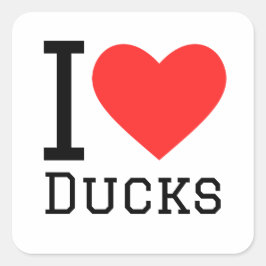 I Liebe Enten Quadratischer Aufkleber