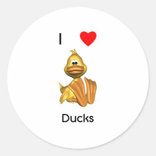 I Liebe Enten Runder Aufkleber (Vorderseite)