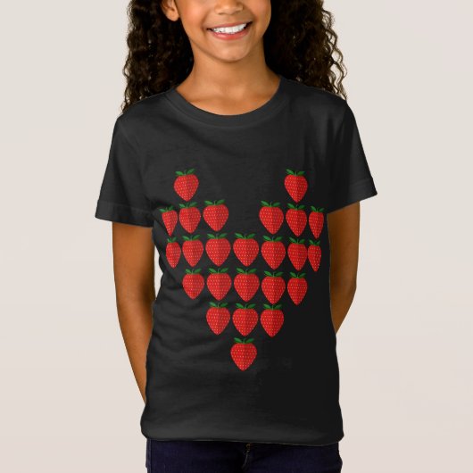 I Liebe Erdbeeren Berry Heart Frucht Kunst T-Shirt (Vorderseite)