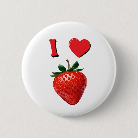 I Liebe Erdbeeren Button (Vorderseite)