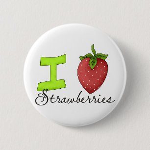 I Liebe Erdbeeren Button