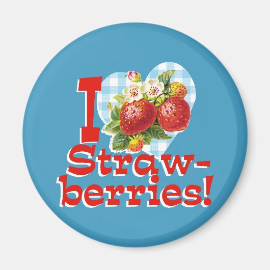 I Liebe Erdbeeren Magnet (Vorne)