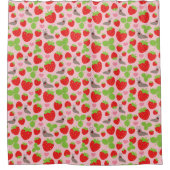 I Liebe Erdbeeren Nahtloses Muster Duschvorhang (Vorderseite)
