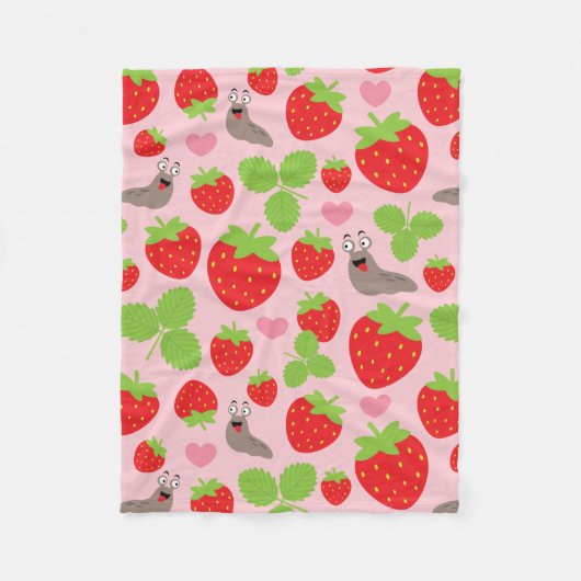 I Liebe Erdbeeren Nahtloses Muster Fleecedecke (Vorderseite)