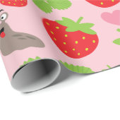 I Liebe Erdbeeren Nahtloses Muster Geschenkpapier (Rolleneckpunkt)