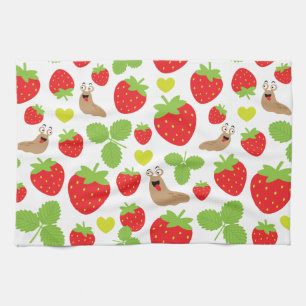 I Liebe Erdbeeren Nahtloses Muster Geschirrtuch