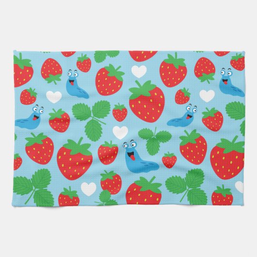 I Liebe Erdbeeren Nahtloses Muster Geschirrtuch (Horizontal)