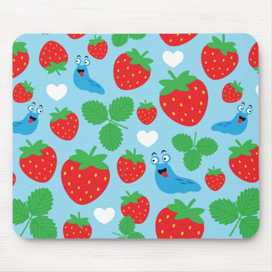 I Liebe Erdbeeren Nahtloses Muster Mousepad (Vorne)
