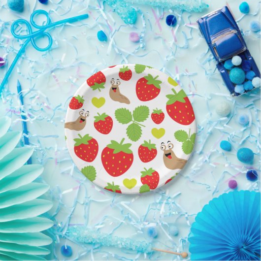 I Liebe Erdbeeren Nahtloses Muster Pappteller (Party)