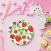 I Liebe Erdbeeren Nahtloses Muster Pappteller (Party)
