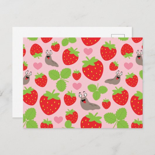 I Liebe Erdbeeren Nahtloses Muster Postkarte (Vorne/Hinten)