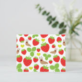 I Liebe Erdbeeren Nahtloses Muster Postkarte (Stehend Vorderseite)