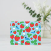 I Liebe Erdbeeren Nahtloses Muster Postkarte (Stehend Vorderseite)
