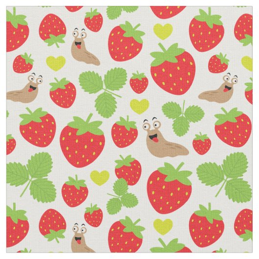 I Liebe Erdbeeren Nahtloses Muster Stoff (Nahaufnahme)