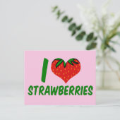 I Liebe Erdbeeren Niedlich Erdbeerfarm Postkarte (Stehend Vorderseite)