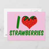 I Liebe Erdbeeren Niedlich Erdbeerfarm Postkarte (Vorne/Hinten)