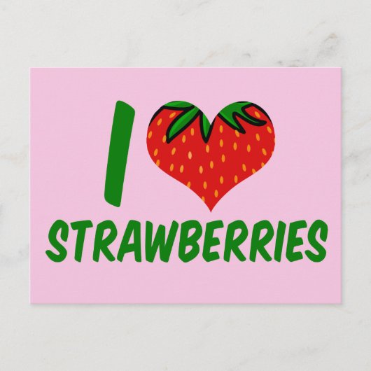 I Liebe Erdbeeren Niedlich Erdbeerfarm Postkarte (Vorderseite)
