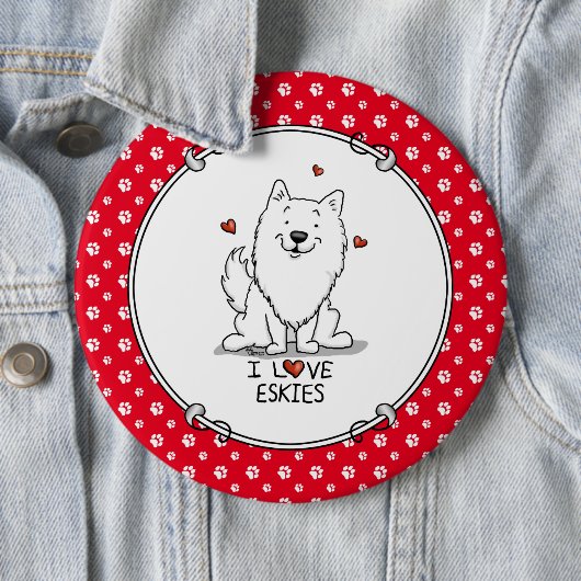 I Liebe Eskies (I Liebe American Eskimo Hunde) - N Button (Beispiel)