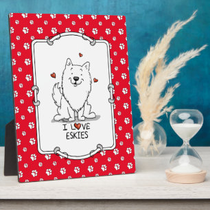 I Liebe Eskies (I Liebe American Eskimo Hunde) - N Fotoplatte