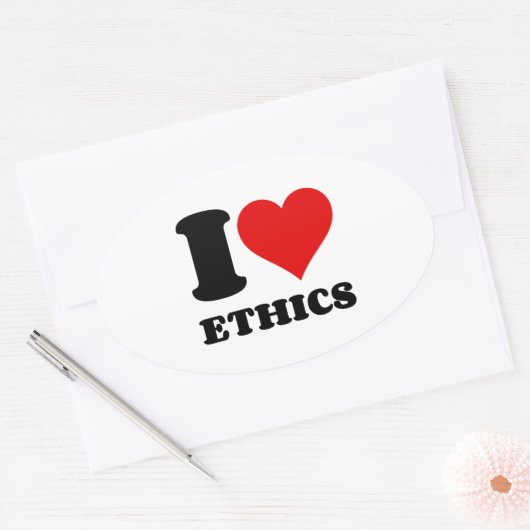 I LIEBE ETHICS OVALER AUFKLEBER (Umschlag)