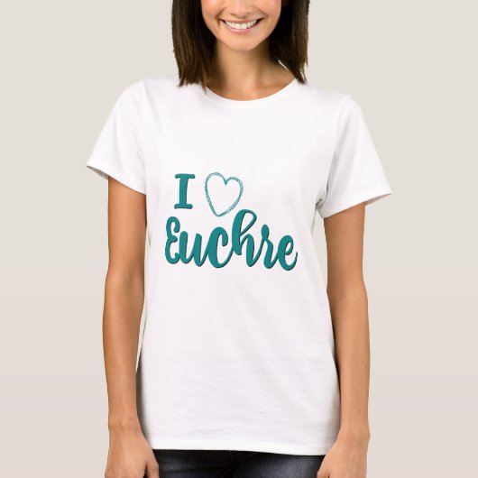 I Liebe Euchre Personalisiert Letters Design T-Shirt (Vorderseite)