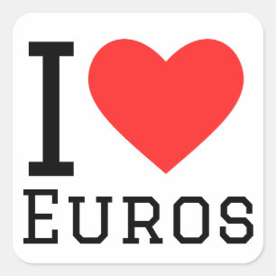 I Liebe Euro Quadratischer Aufkleber