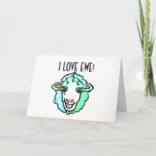 I Liebe Ewe Aquamarine Sheep Feiertagskarte