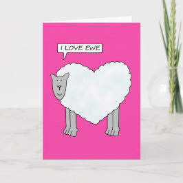I Liebe Ewe Cartoon Valentine Sheep Feiertagskarte