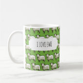 I Liebe Ewe Flock Wooly Sheep Pixel Art Muster Kaffeetasse (Links)