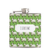 I Liebe Ewe Funny Flock Flock Sheep Pixel Muster Flachmann (Vorderseite)