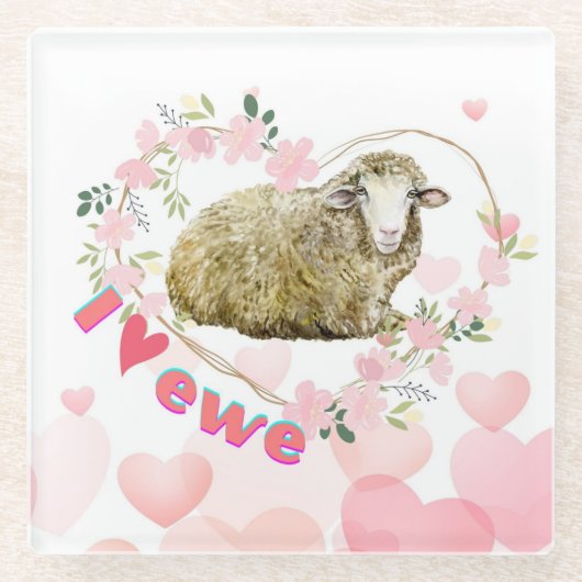 I Liebe Ewe Glasuntersetzer (Vorderseite)