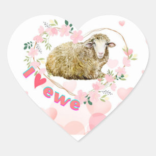 I Liebe Ewe Herz-Aufkleber