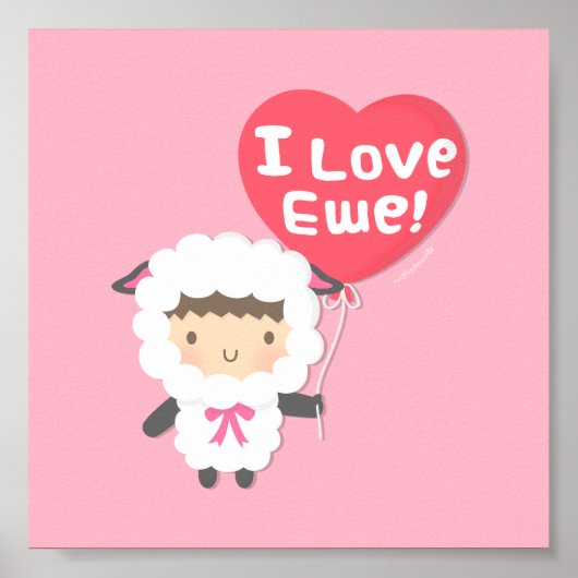 I Liebe Ewe Niedliche Schafspuppe Spaß Poster (Vorne)