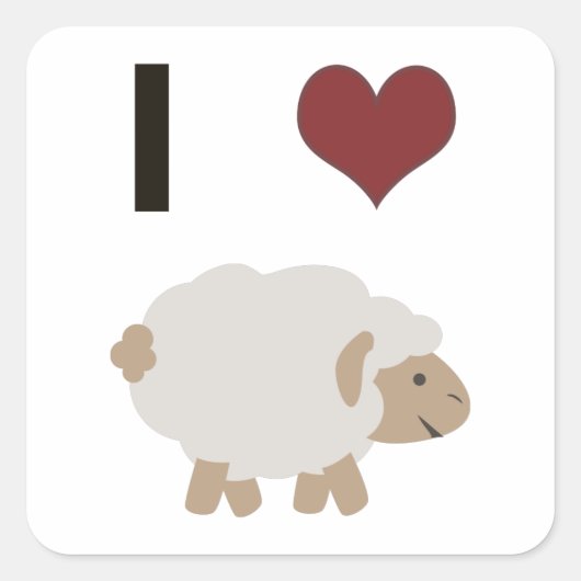 I Liebe Ewe Quadratischer Aufkleber (Vorderseite)