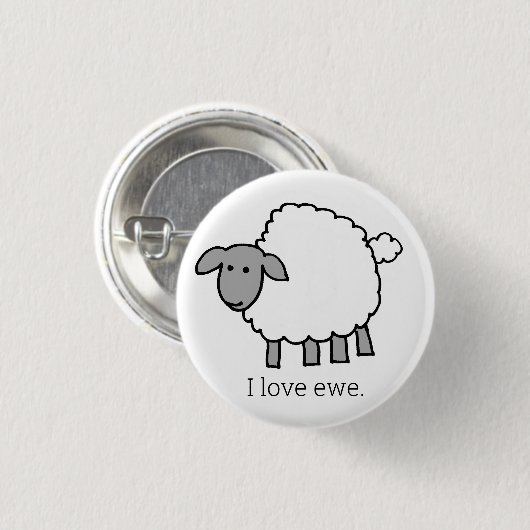 I Liebe Ewe Sheep Button (Vorne & Hinten)
