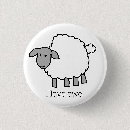 I Liebe Ewe Sheep Button (Vorderseite)
