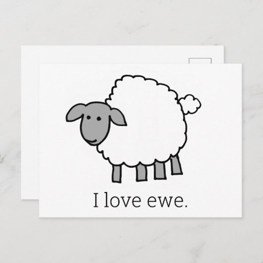 I Liebe Ewe Sheep Postkarte (Vorne/Hinten)