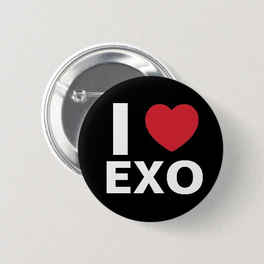 I Liebe Exo Knopf (Schwarzes) Button (Vorne & Hinten)