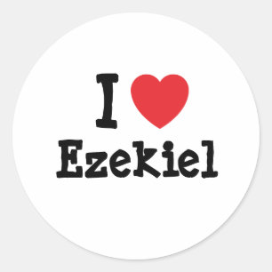 I Liebe Ezekiel Herz Brauch personalisiert Runder Aufkleber