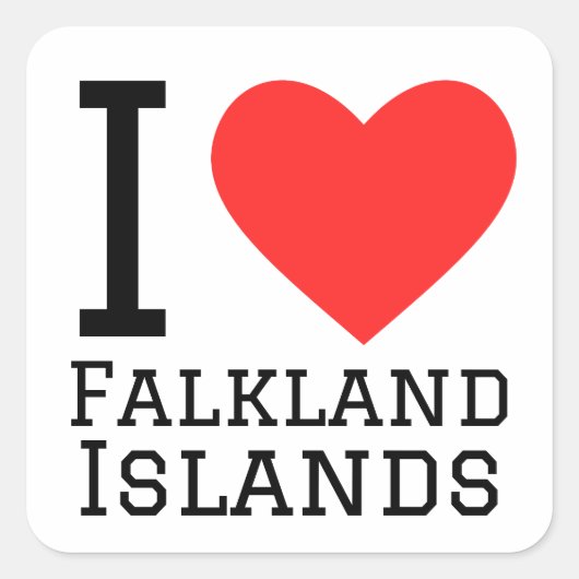 I Liebe Falkland Islands Quadratischer Aufkleber (Vorderseite)