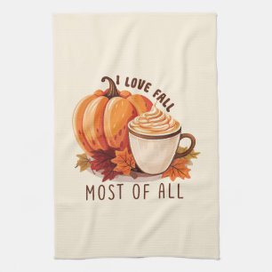 I Liebe Fall - Pumpkin und Pumpkin GewürzLatte Geschirrtuch